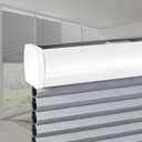 SEEYE Cordless Cellular Shades, Blackout Honeycomb Blinds 24" W x 64" H Room Darkening Pleated Window Shades Pull Down Shades for Bedroom Nursery, Grey and White