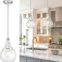 TENGXIN 8 Inch Hanging Pendant Lights,Island Lights for Kitchen,Brushed Nickel Finished Hammered Pendant Light,Farmhouse Pendant Light for Dining Room,Bedroom,TXPLBN12-L