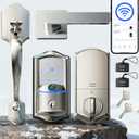 Veise VE027-H Built-in Wi-Fi Fingerprint Smart Deadbolt Lock with Handleset, App Remote & Voice Control, Keyless Entry Front Door Lock Set, Touchscreen Keypad, Auto-Lock, Easy Setup, Satin Nickel