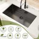 Undermount Kitchen Sink Black Stainless 30 Inch Sink Single Bowl, 30x18x9 Undermount