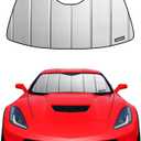 Pigenius Windshield Sunshade for Chevy Corvette C7 2014-2019, Premium Grey Leather Finish