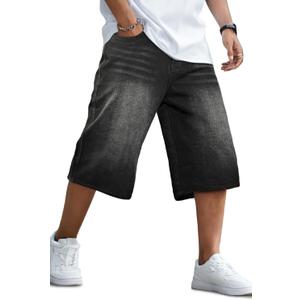 GINGTTO Mens Baggy Jean Shorts Loose Fit Long Denim Shorts Below Knee 14 Inch Inseam, Size 42