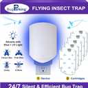 Flying Insect Trap, Plug-in UV Light for Gnats, Fruit Flies and Houseflies, Silent Sticky Catcher for Indoor Use, 1 Device & 5 Refills