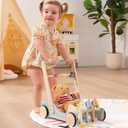 Giant bean Wooden Baby Push Walker for Boys Girls Ages 1-3, Galloping Ponies Push and Pull Activity Walker Adjustable Speed, Baby Push Walker Christmas Gift for Toddler Kids Motor Skills & Creativity