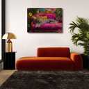 Cheetah Lying On Pink Sofa Canvas Wall Art Eclectic Leopard Wall Decor Pictures Maximalist Animal Portrait Poster Prints for Living Room Home Bedroom Home Decoration 24x36in Ready to Hang