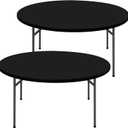 Round Spandex Tablecloth 2 Pack, Elastic Fitted Waterproof Tablecloths for 25"-30" Tables, Stretch Washable Picnic Table Cover for Camping, Dining, Indoor and Outdoor, Black