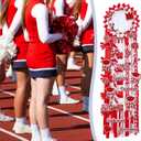 48 Pcs Homecoming Mum Glitter Cut Out Sticker Senior Die Cut Stickers Homecoming Mum Supply Prom Corsage Placard Flowers Embellishment Centerpiece Accessories Game Dance Decor(Red Silver)