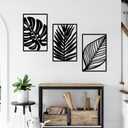 Resama 3 Pcs Boho Metal Wall Art Decor Leaf Sign Wall Vintage Tropical Plant Wall Rustic Palm Leaf Metal Wall Sculpture for Living room Bathroom Bedroom Office (Black)