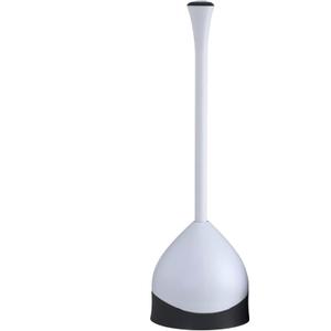Clorox Toilet Plunger with Hideaway Caddy, Bathroom Accessories, Toilet Unclogger, with Holder, White