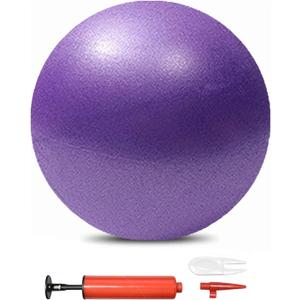 Mini Pilates 6 inch Exercise Ball for Yoga,Small Pilates Core Training and Physical Therapy, Improves Balance Home & Gym & Office with Pump(Purple)