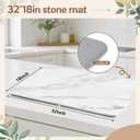 Ferrochef 32" X 18" Extra Large Stone Dish Drying Mat for Kitchen Counter Marble Diatomaceous Earth Mat with Wooden Feet Absorbent Quick Dry for Pot Dishes Bottles Cups Tableware (White)