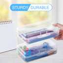 Sooez 3 Pack Pencil Case, Large Hard Pencil Box Bulk, Clear Crayon Box Marker Pen Organizer, Plastic Storage Container with Snap Lid, Stackable Art Craft Organizer Back to School Supplies, Clear