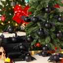 24 Pcs Gothic Halloween Bat Ornaments for Tree Black Christmas Tree Balls Ornaments Decorations 5.9 Inch 3D Twinkling Hanging Bats Decor with Wings for Xmas Halloween Decor(Black,Bat)