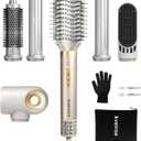 6 in 1 Hot Air Brush & Hair DryerHigh-Speed Hair Dryer Brush with Auto Wrap Curlers, Hot Air Styler Wrap Fast Drying & Frizz-Free Styling, No Heat Damage, Volumizing with Travel Bag