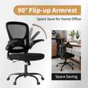 Youhauchair Mesh Office Chair, Ergonomic Home Office Desk Chairs with Flip-up Arms and Lumbar Support, Height Adjustable, Black