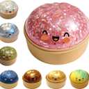 Glitter Dumpling,Large Dumplings Squishy,Mega Rainbow Dumpling Stress Relief Fidget Toy(Transparent Pink)