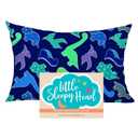 Little Sleepy Head Youth Pillow Case - 100% Made Cotton & Hypoallergenic Pillow Case - Snug Fit Envelope Pillowcase Enclosure - Youth Pillow 16x22 Size - (Dinosaurs Blue) Design Travel Pillow Cover