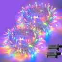 JMEXSUSS 2 Pack 100LED Multicolor Christmas Lights Indoor, 33 Ft Connectable Christmas Tree Lights Multicolor Outdoor Waterproof, 8 Modes String Lights Plug in for House Tree Party