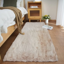 Ghouse Ultra Soft Faux Rabbit Fur Rug, Machine Washable Area Rugs for Bedroom Fluffy Rugs for Living Room, No-Shedding Carpet Sheepskin Rug Light Brown Beige 2 x 6 Feet