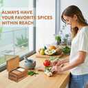 Demigo Acacia Wood Salt Cellar with Magnetic Flip Lid - 20 oz Large Capacity Salt Box for Kitchen - Keeps Spices, Herbs & Seasonings Fresh (Natural Brown)