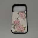 UEEBAI Wallet Case for iPhone 17 Pro with Card Holders, PU Leather Floral Cover Kickstand RFID Blocking Double Magnetic Clasp Rilievo Flower Flip Case for Women Girls - Rose Flower