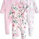 Yoofoss Baby Pajama 100% Organic Cotton Baby Sleeper for 6-9 Month Boys Girls Clothes, 1-Pack Soft infant Toddler Footed PJs with Mitten Cuffs, Zipper Footies Pajama