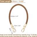 uxcell Leather Purse Strap, 1Pc 50cm/19.69" Short Leather PU Braided Purse Replacement Handle with Metal Buckles for Underarm Bags, Handbags (Coffee Strap + Gold Clasp)