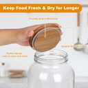 4 PCS 1 Gallon Mason Jar Lids Wooden Fits 3.7 Inch Inner Dia Replacement Mason Jar Lids Ball Glass Jar Lids Wooden Lid with Silicone Seal Canning Jars Lids Only for 1 Gallon Jars(4, Natural Acacia)