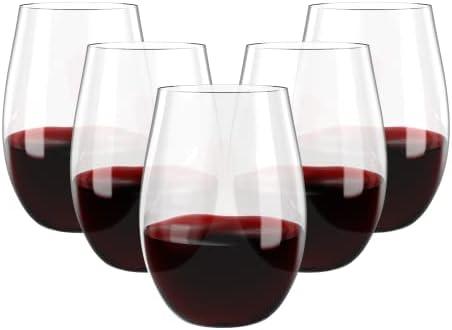 FOCUSLINE 11 Pack 16 Oz Plastic Wine Glasses, Stemless Plastic Wine Cups Heavy Duty, Unbreakable Disposable Glasses for Wedding or Party