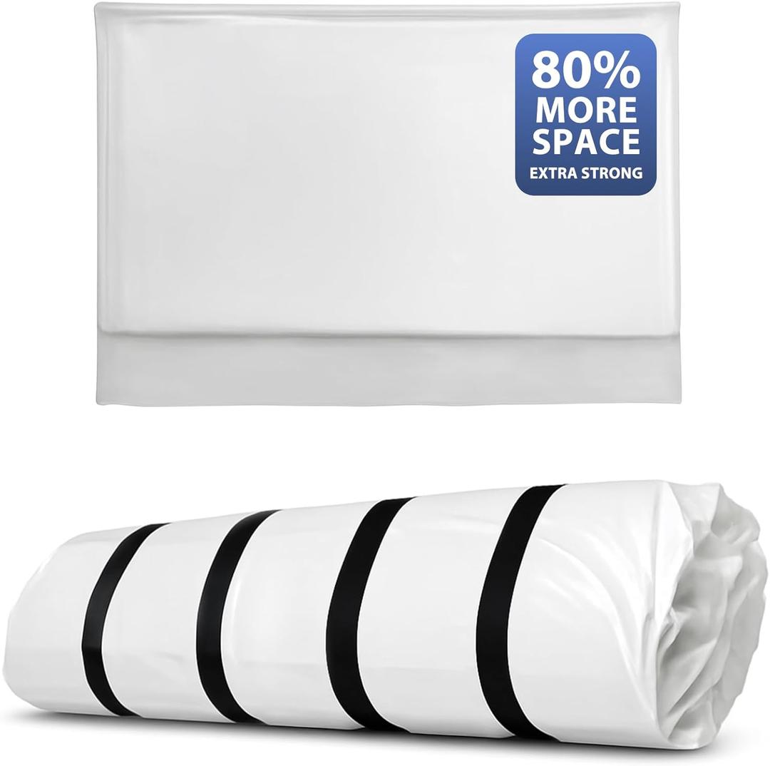 Memory Foam Mattress Vacuum Bag, Heavy-Duty Mattress Storage Bag for Moving and Transport, Mattress Compression Bag with Straps & Dual-Zip Seal (Queen/Full/Full-XL)