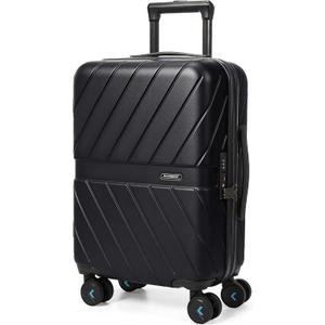 BAGSMART Carry On Luggage 22x14x9 Airline Approved With TSA Lock, 1OO% Polycarbonate Hardside Luggage with Spinner Wheels, Durable Hard Shell Carry On Suitcase 20 inch Black