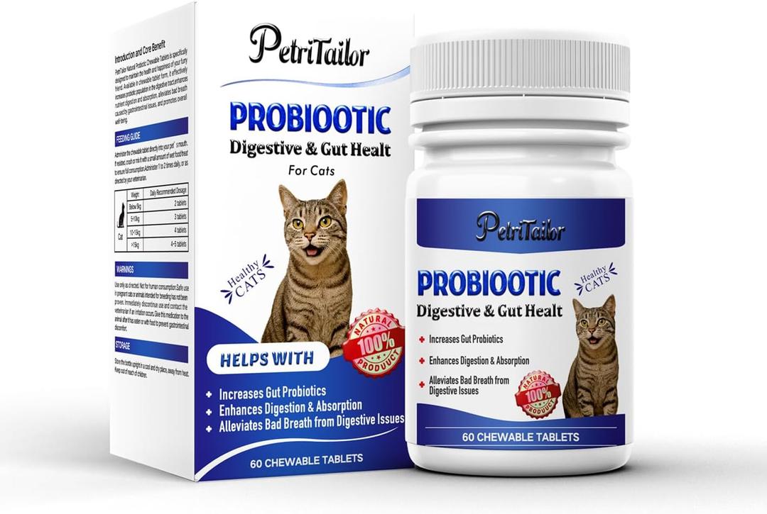 Probiotics for Cats Digestive Enzymes with Prebiotics for Gut Health, Constipation & Diarrhea Relief, Immune & Itch Support Best By: 06/06/2026