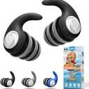 Waterproof Swimming Ear Plugs for Adults Kids, 3 Pairs Reusable Silicone | Reusable swim earplugs for pools, surfing, diving, showering and water sports, Keep Water Out and Ear Protection
