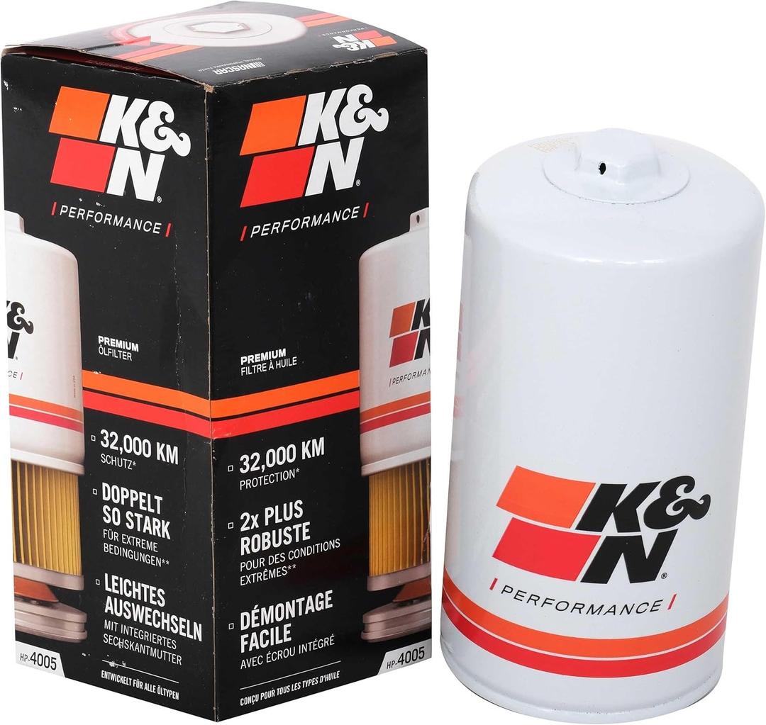 K&N Premium Oil Filter: 20,000 Mile Engine Protection with Wrench Off Nut: Compatible with Select 2011-2022 FORD (F250 Super Duty, F350 Super Duty, F450 Super Duty, F550 Super Duty, F650), HP-4005