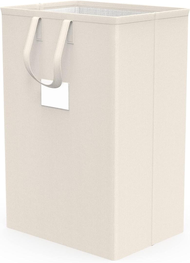 75L Large Laundry Hamper with Handles, Dirty Clothes Hamper for Bedroom Waterproof, Freestanding Tall Laundry Basket Waterproof, Hamper for Bedroom, Bathroom, Dorm, Toys Storage(Ivory）