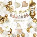Baby Shower Decorations, Baby Shower Decorations Boy or Girls, White Gold Baby Shower Balloons, Baby Shower Photo Banner, Baby Shower Cake Toppers, Baby Shower Balloon for Gender Reveal Decorations