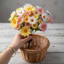 240 Pcs Fabric Daisy Flower Head for Crafts, 3 Size Faux Flower Graduation Cap Decoration Fall Outdoors Decor, Fake Daisy Heads Decor for Summer Garland Wedding DIY(Bright Colors)