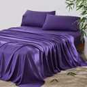 4 Piece King Size Sheet - Cooling Bed Sheets Set, Blend Rayon Derived from Bamboo, Breathable Soft Hotel Luxury Bedding & Pillowcases, Silky Fit 16 inch Extra Deep Pocket, Oeko-Tex - Purple