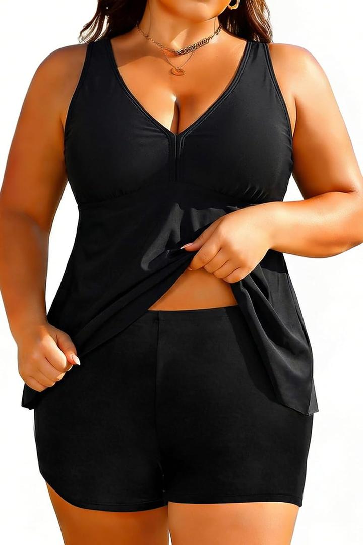 Aqua Eve Plus Size Swimsuits with Shorts Two Piece Tankini for Women Flowy Bathing Suits Athletic Swimwear, 18W