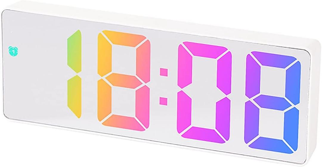 LED Digital Wall Clock - Multi-Color Jumbo Big Number Display, Plug-in/Battery Dual Power Supply, Gift for Home Kitchen Classroom Restaurant Seniors (Color : E)