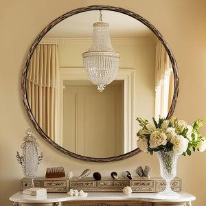 ANDY STAR Hand-Forged Bronze Round Bathroom Mirror, 30 Inch Antique Oil Rubbed Bronze Circular Mirror, Solid Steel Hammered Rounded Mirrors for Wall Decor, Vanity, Washroom, Entry, Fireplace
