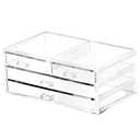Cq acrylic Bathroom Organizer with 4 Drawers,Stackable Containers for Organizing with Drawers for Vanity Counter and Desk,Plastic Clear Storage Drawers for Cabinet Makeup,Craft,Beauty Supplies,1Pcs (2 Small Drawers, 2 Long Drawers)