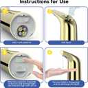Automatic Soap Dispenser with Infrared Sensor - Adjustable 4-Level Touchless Hand Soap for Kitchen, Bathroom - Battery Operated Electric Dispenser, Durable Plastic, Smart Soap Holder 400ml Gold