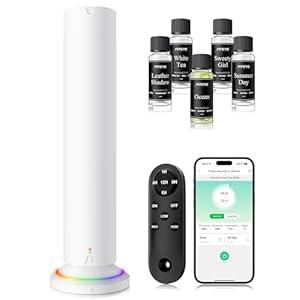 Waterless Scent Diffuser Kit , Essential Oil Diffuser for Home, Hotel & Office, APP&Remote Control, Quiet Operation, Pets and Kids Friendly, Max Coverage 1500 Sq Ft, White