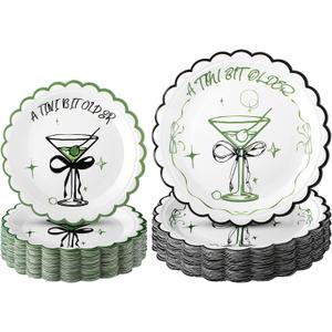 Havawish 48Pcs A Tini Bit Older Party Plates Espresso Martini Party Disposable Paper Plates Supplies 9" and 7" A Tini Bit Older Espresso Martini Tableware for Bar Birthday Bachelorette Supplies