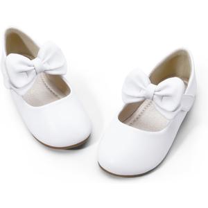 PANDANINJIA Toddler/Little Kid Girl's Angela Dress Mary Jane Ballet Flats Bow Flower Girl Wedding Party Ballerina Flat Shoes 3