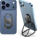 Phone Ring Holder-with Car Magnetic Phone Mount Metal Phone Ring Finger Kickstand Black Cell Phone Grip Compatible with iPhone iPad Smartphones Tablets