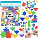 The Dreidel Company 1000-Pieces Hanukkah Foam Stickers Peel & Stick Chanuka Foam Menorah and Dreidel Shapes Self Adhesive Felt Shape for Kids Crafts Mini Arts