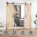 EaseLife 8FT Double Door Sliding Barn Door Hardware Track Kit & Handle,Big Industrial Spoke Wheel,Wall Mount,Slide Smoothly Quietly,Easy Install,Black,96" Track Fit for 44-46" Wide Opening (No Door)