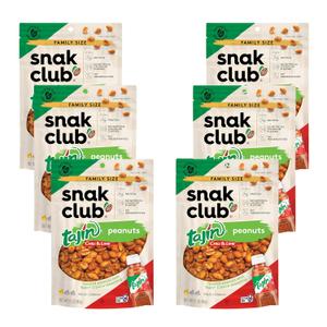 Snak Club Tajin Peanuts, Roasted Nuts with Chili and Lime Seasoning, Mild, 12 oz Resealable Bags, 6 Pack (EXP 02/22/27)
